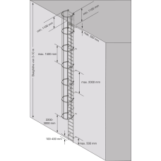 Krause Rögzített Létra Egyrészes Kivitel Din 14122-4 építménymagasság 6,44 m, Alumínium